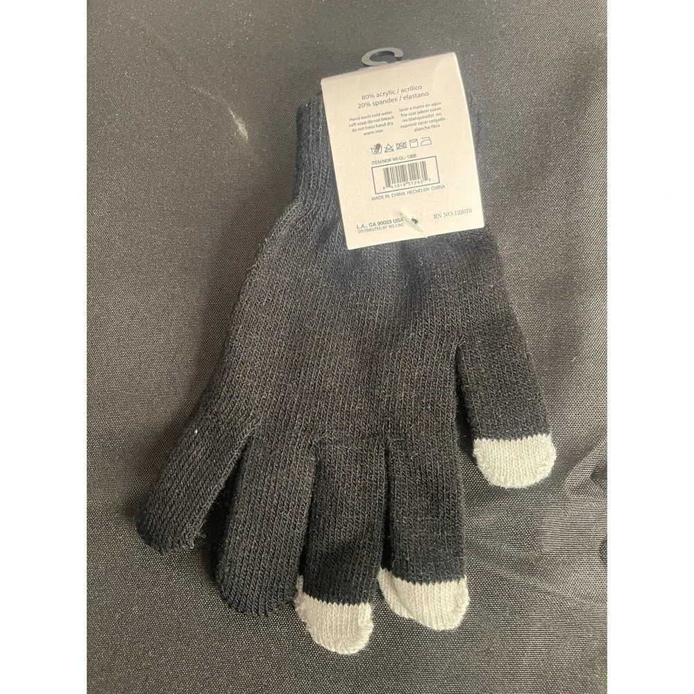 IRLU Winter Collection Black Acrylic Spandex Touchscreen Gloves RN 122070